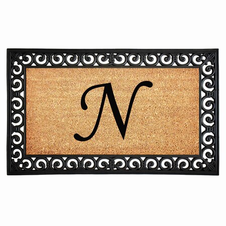 Monogram Door Mat, Black, Natural, 24 in W x 36 in L